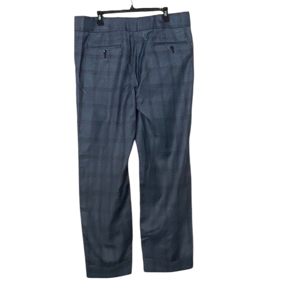 Adam Fashion Men's Windowpane Plaid Double Breasted 6Button Blue Suit 44L/38 NEW - Picture 6 of 11